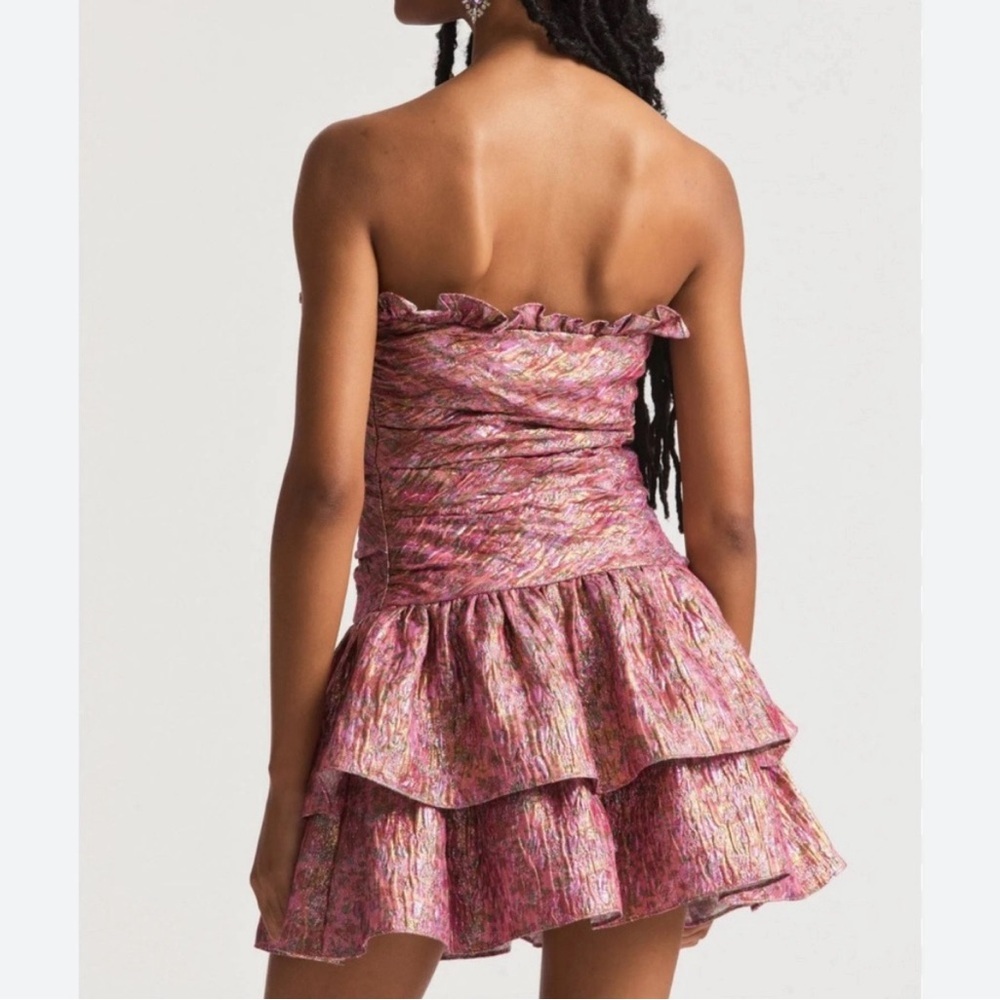 LoveShackFancy Acelin Metallic Mini Dress Size 4 - Picture 3 of 10